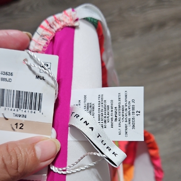 Trina Turk Pink Orange Floral Tankini Bikini Set - Picture 5 of 7